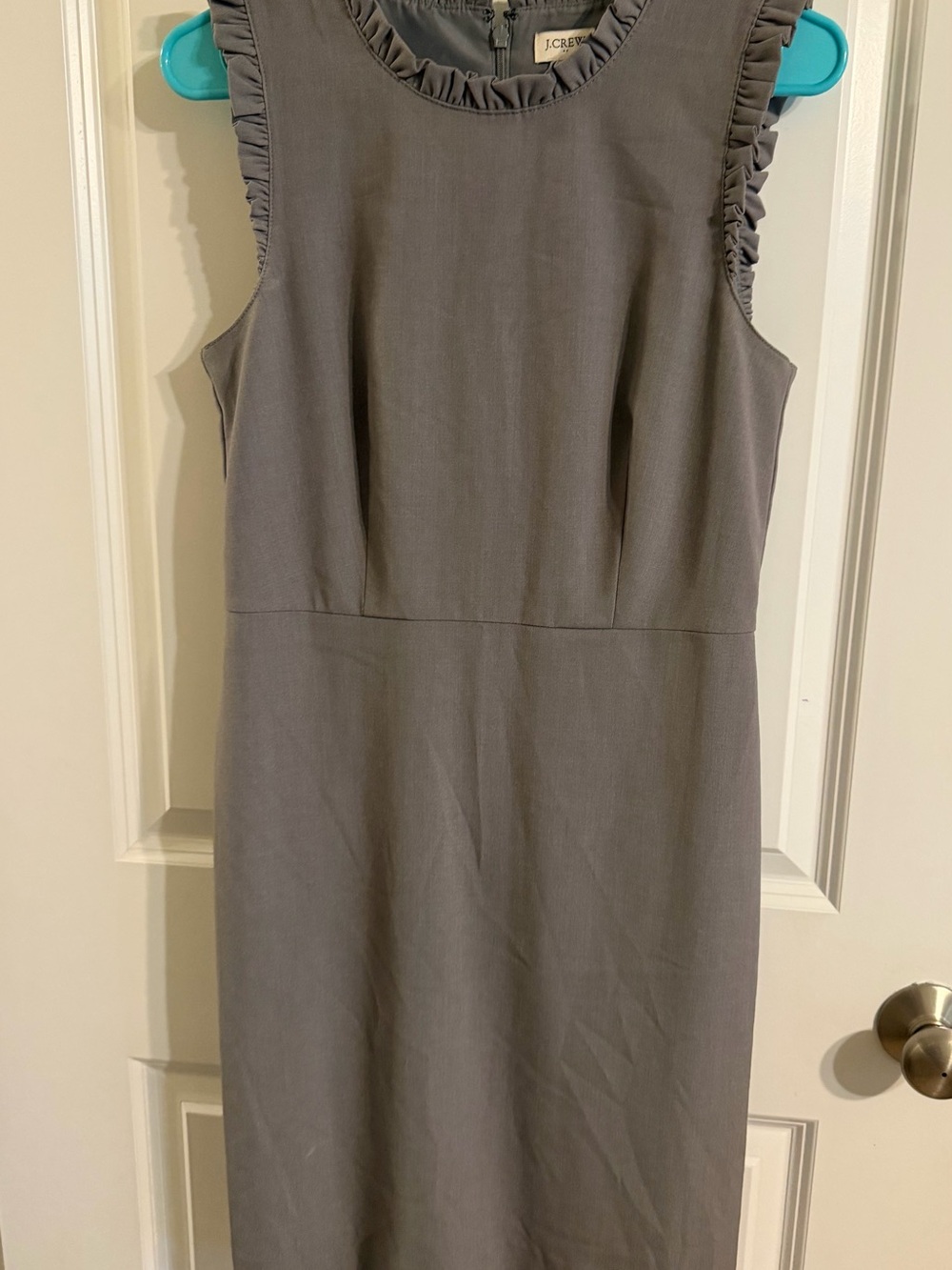 J Crew Gray Ruffle Dress size 6